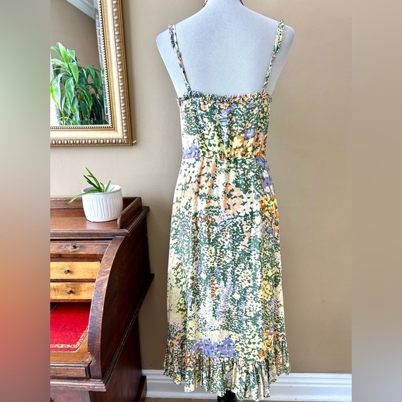Evereve Rails Adalyn Midi Dress in Gardenia Floral Print Green Yellow Ruffle S - Picture 8 of 16